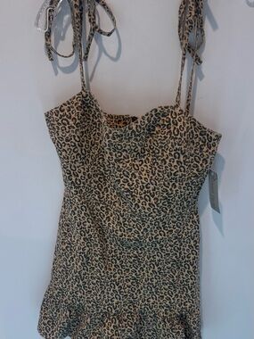 Leopard Print Tie-Shoulder Women’s Top